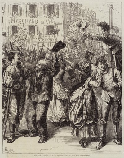 The War, Defence of Paris, Students Going to Man the Fortifications by Frederick Barnard